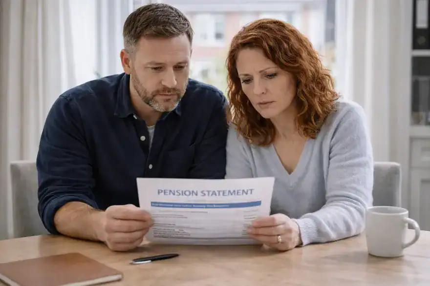 Couple looking at Pension documents